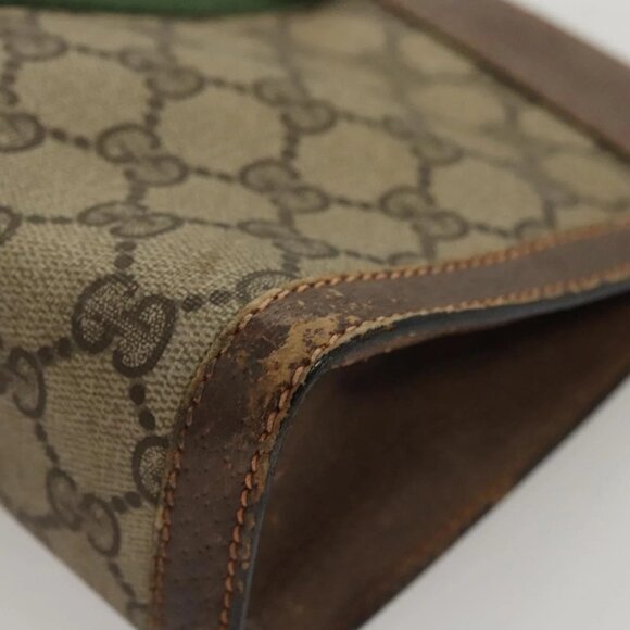 GUCCI GG Supreme Web Sherry Line Clutch Bag PVC Beige Red 89 01 001 Auth BA1880 - Picture 5 of 16